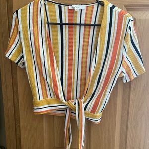 Stripped cropped tie shirt